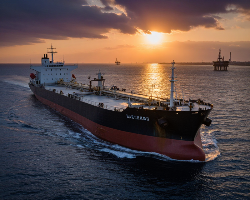 Cinematic Oil Tanker in Strait of Hormuz