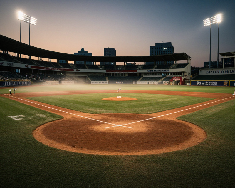 Cinematic Baseball Stadium at Dusk