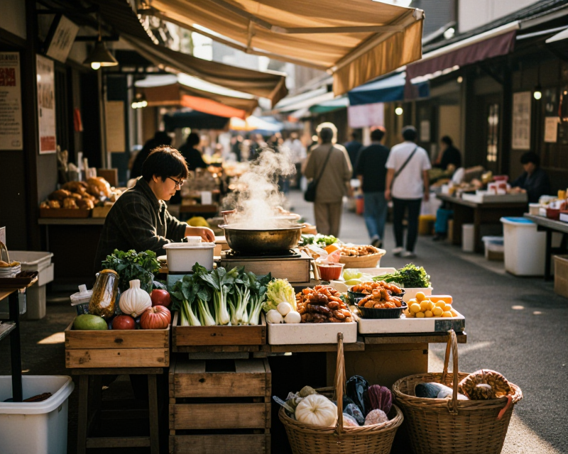 Traditional Korean Market Atmosphere